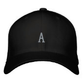 Monogramm A Buchstabe oder Initiale Schwarz Basic  Bestickte Baseballkappe (Vorderseite)