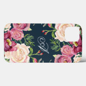 Monogramm A Burgundy Rose Leaf Foliage Case-Mate iPhone Hülle (Rückseite (Horizontal))