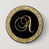 Monogramm A, elegantes goldenes Drehbuch Button (Vorderseite)
