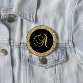 Monogramm A, elegantes goldenes Drehbuch Button (Beispiel)