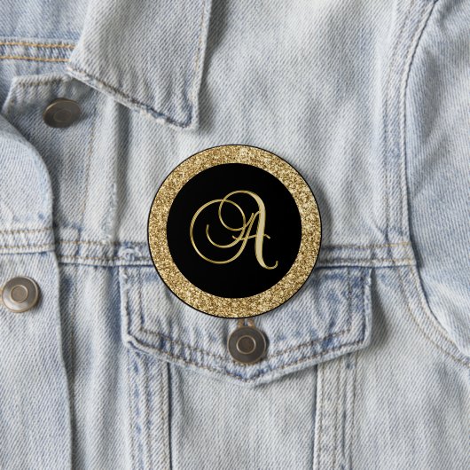 Monogramm A, elegantes goldenes Drehbuch Button (Beispiel)
