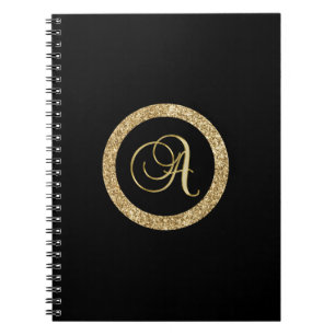 Monogramm A, elegantes goldenes Drehbuch Notizblock
