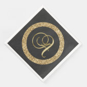 Monogramm A, elegantes goldenes Drehbuch Serviette (Ecke)