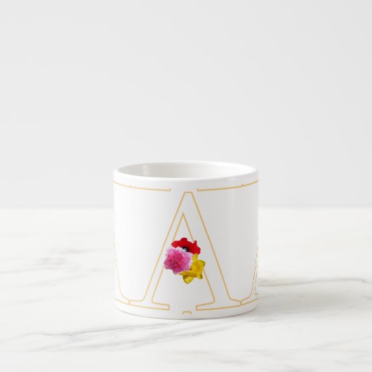Monogramm A Floral Espressotasse (Vorderseite)