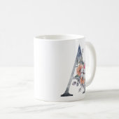 Monogramm A Florales Blau Wasserfarbe Kaffeetasse (VorderseiteRechts)