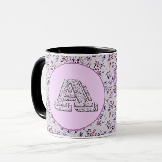 Monogramm A für Luxus-Blume Tasse (Vorderseite Links)
