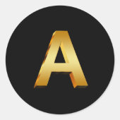 Monogramm A Gold Runder Aufkleber (Vorderseite)