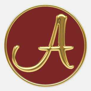 Monogramm A in 3D-Gold Runder Aufkleber