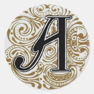 Monogramm "A" in Gold - Aufkleber
