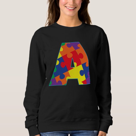 Monogramm A in mehrfarbigen Puzzleteilen Sweatshirt (Vorderseite)