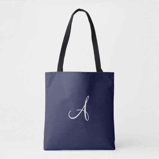Monogramm A in Weiß auf blauem Säckchen Tasche (Vorderseite)