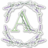 Monogramm A Lavendel Eucalyptus Aufkleber (Vorderseite)