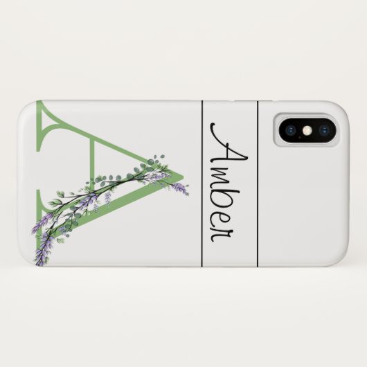 Monogramm A Lavendel Eucalyptus Case-Mate iPhone Hülle (Rückseite (Horizontal))