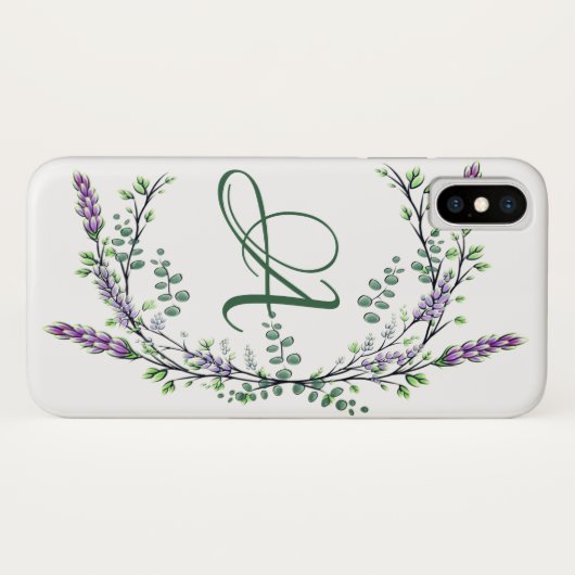 Monogramm A Lavendel Eucalyptus Case-Mate iPhone Hülle (Rückseite (Horizontal))