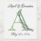 Monogramm A Lavendel Eucalyptus Weinetikett (Einzelnes Label)
