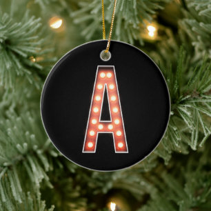 Monogramm A Marquee Lichter Personalized Keramik Ornament