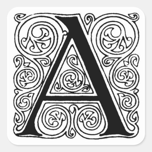 Monogramm 'A' mit Schwüngen - Aufkleber (Vorderseite)