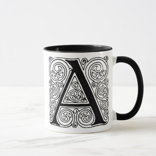 Monogramm 'A' mit Schwüngen - Tasse (Rechts)