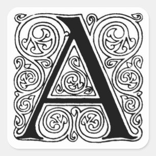 Monogramm "A" mit Wirbel - Aufkleber