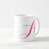 Monogramm A/Pink anpassen Kaffeetasse (VorderseiteRechts)