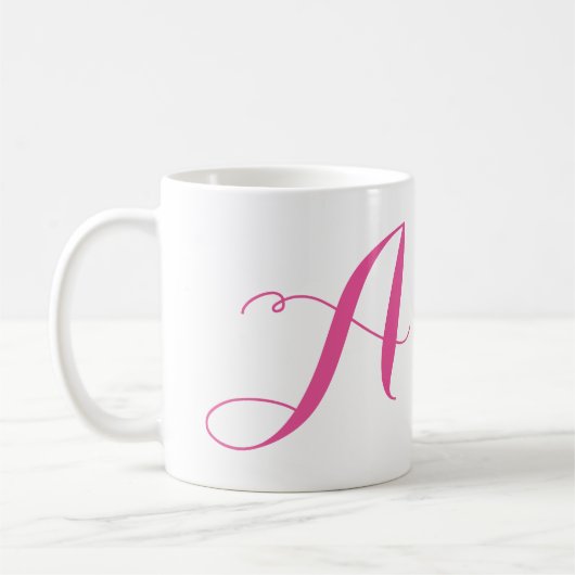 Monogramm A/Pink anpassen Kaffeetasse (Links)