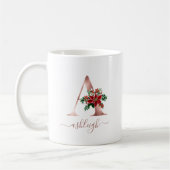 Monogramm A Roségold Weihnachtsstern Schriftzug Kaffeetasse (Links)