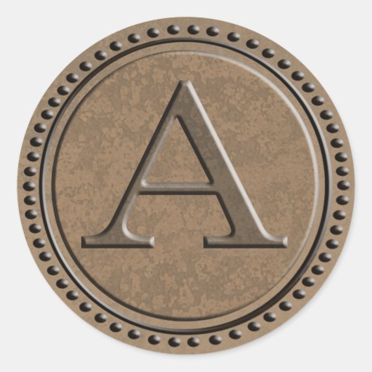 Monogramm A Runder Aufkleber (Vorderseite)