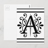 MONOGRAMM A SCHWARZ POSTKARTE (Vorne/Hinten)
