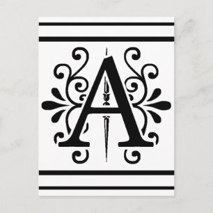 MONOGRAMM A SCHWARZ POSTKARTE