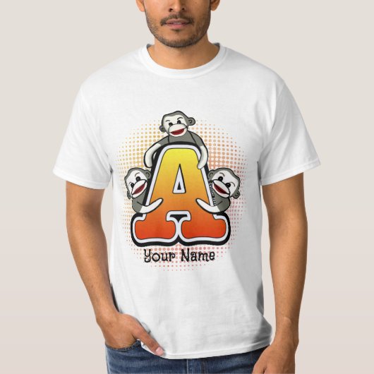Monogramm A Sock Monkey T-Shirt (Vorderseite)