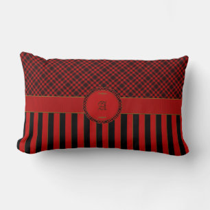 Monogramm A Tartan Lumbar Pillow, rot/schwarz Lendenkissen