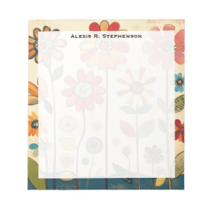 Monogramm A Warme Terrakotta-Zinnien-Patch Notizblock