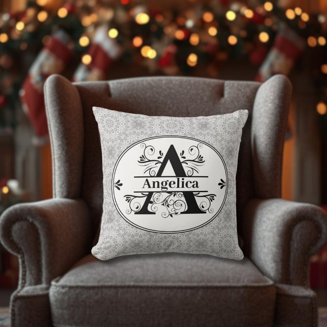 Monogramm-A-Wurfkissen Kissen (Monogram A Throw Pillow)
