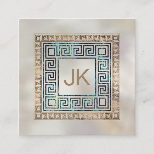 Monogramm Abalone und Gold für griechisches Schlüs Quadratische Visitenkarte (Vorderseite)