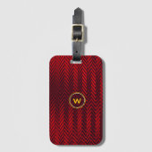 Monogramm abstrakt geometrischer Rot- und Schwarze Gepäckanhänger (Vorderseite Vertikal)