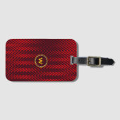 Monogramm abstrakt geometrischer Rot- und Schwarze Gepäckanhänger (Vorderseite (Horizontal))