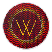 Monogramm abstrakt geometrischer Rot- und Schwarze Keramikknauf (Vorderseite)