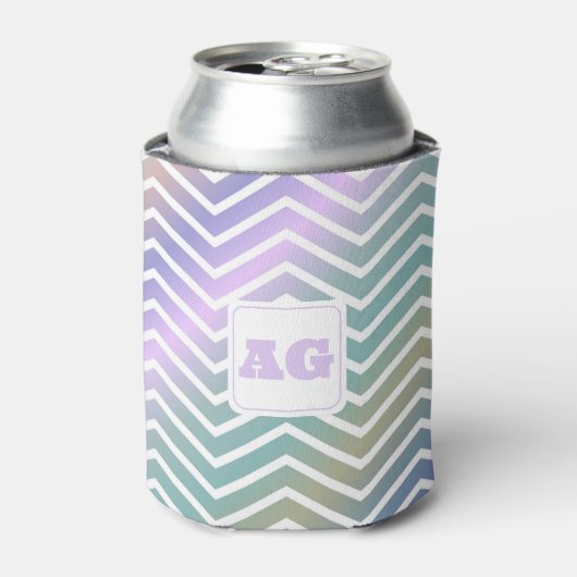 Monogramm abstrakt Regenbogen Chevron moderne Näh Dosenkühler (Kanne Vorderseite)