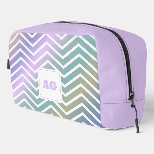 Monogramm abstrakt Regenbogen Chevron moderne Näh Waschbeutel (Rechte Ecke)