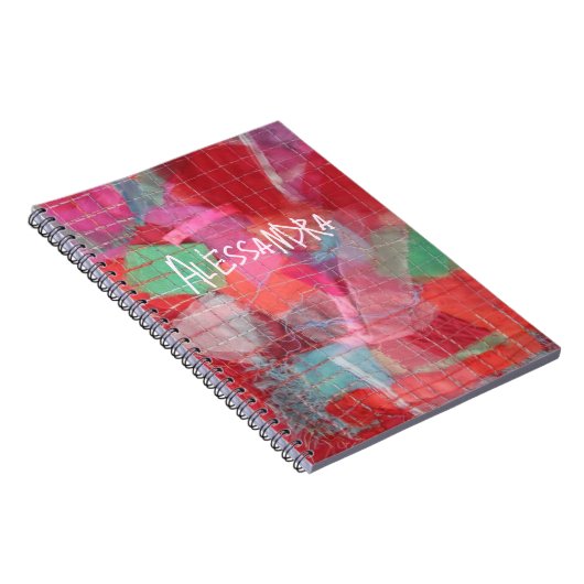 Monogramm abstrakt rosa Muster gürtlich Notizblock (Rechte Seite)