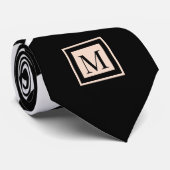 Monogramm Abstrakt Schwarz-weiß Blütenpinsel Krawatte (Gerollt)