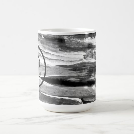 MONOGRAMM Abstrakte Acryl Pinselstriche Kaffeetasse (Mittel)