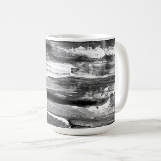 MONOGRAMM Abstrakte Acryl Pinselstriche Kaffeetasse (VorderseiteRechts)