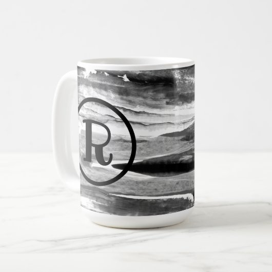 MONOGRAMM Abstrakte Acryl Pinselstriche Kaffeetasse (Vorderseite Links)