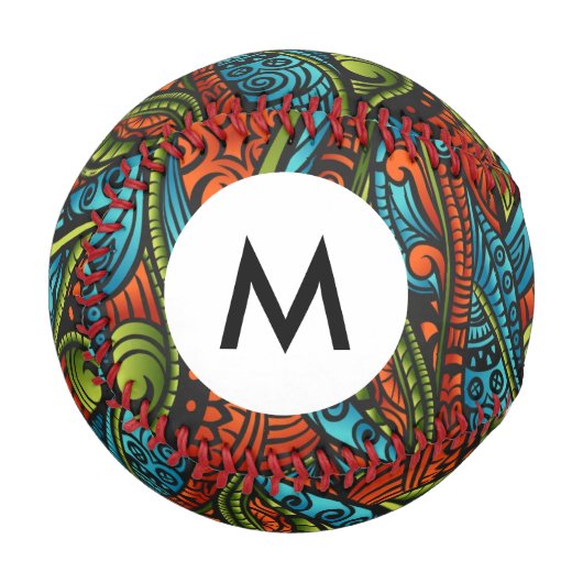 Monogramm Abstrakte ethnische Tapete Baseball (Vorderseite Links)