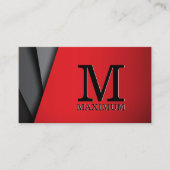 Monogramm | Abstrakte rote schwarze Paneele Visitenkarte (Vorderseite)