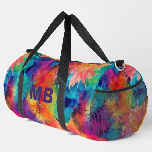 Monogramm Abstrakte Wasserfarbe Personalisiert Duffle Bag (Rechte Ecke)