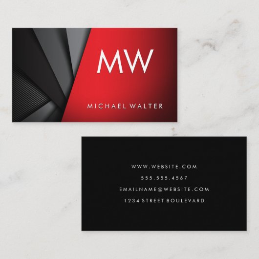 Monogramm | Abstrakter Hintergrund Visitenkarte (Vorne/Hinten)