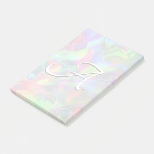 Monogramm abstrakter Opal-Gradient-Folie Post-it Klebezettel (angewinkelt)
