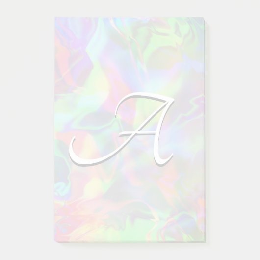 Monogramm abstrakter Opal-Gradient-Folie Post-it Klebezettel (Vorderseite)